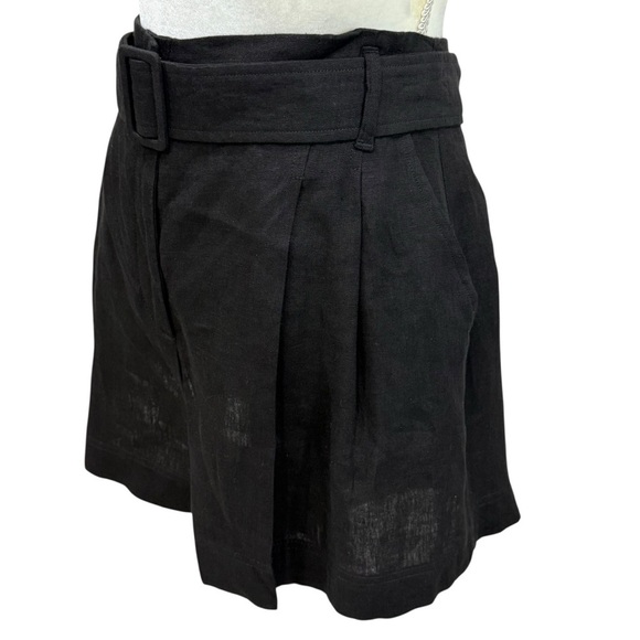 MARELLA by Max Mara Panama Linen Pleated High Waist Belted Shorts Black NWT $225 - Picture 11 of 16